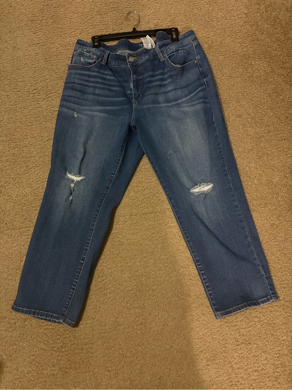 Time & Tru Dark Wash Distressed Straight Leg Jeans Size 20 Petite